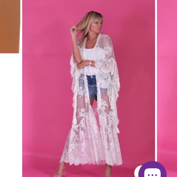 FP x Muche et Muchette Tiered Lace Kimono White Ivory O/S One Size Gypsy Boho - Picture 7 of 15